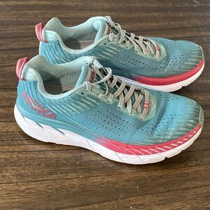 Hoka One One W CLIFTON 5 Athletic Running Shoes Teal Green Size 8.5